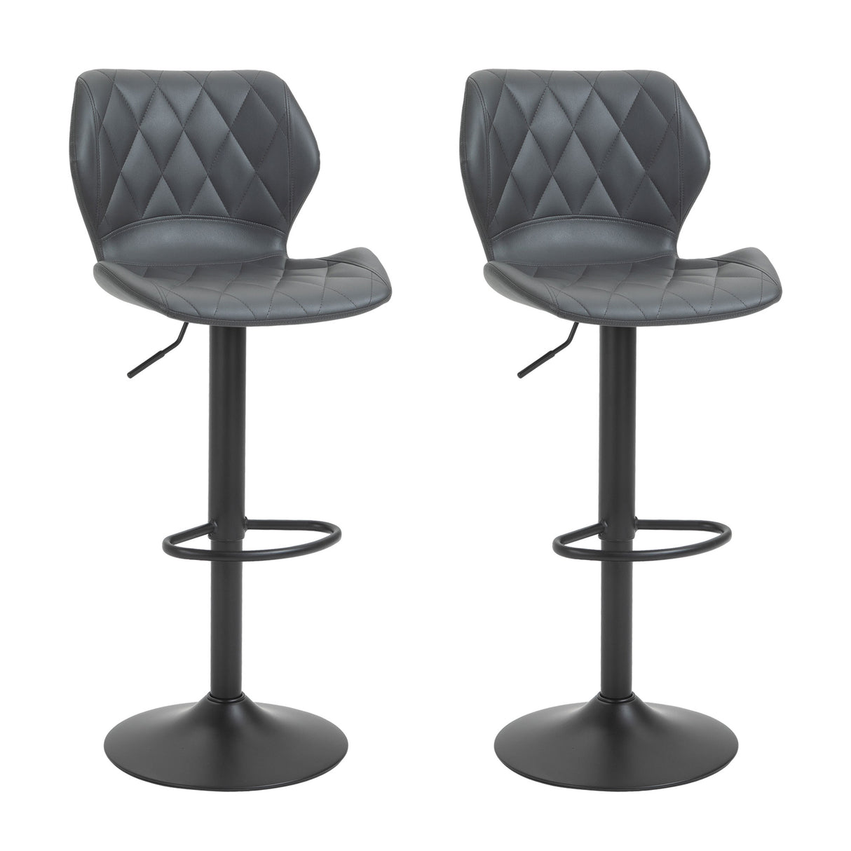 easycomfort easycomfort set di 2 sgabelli da bar in similpelle con altezza regolabile poggiapiedi e base tonda grigio