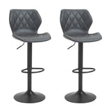 easycomfort easycomfort set di 2 sgabelli da bar in similpelle con altezza regolabile poggiapiedi e base tonda grigio
