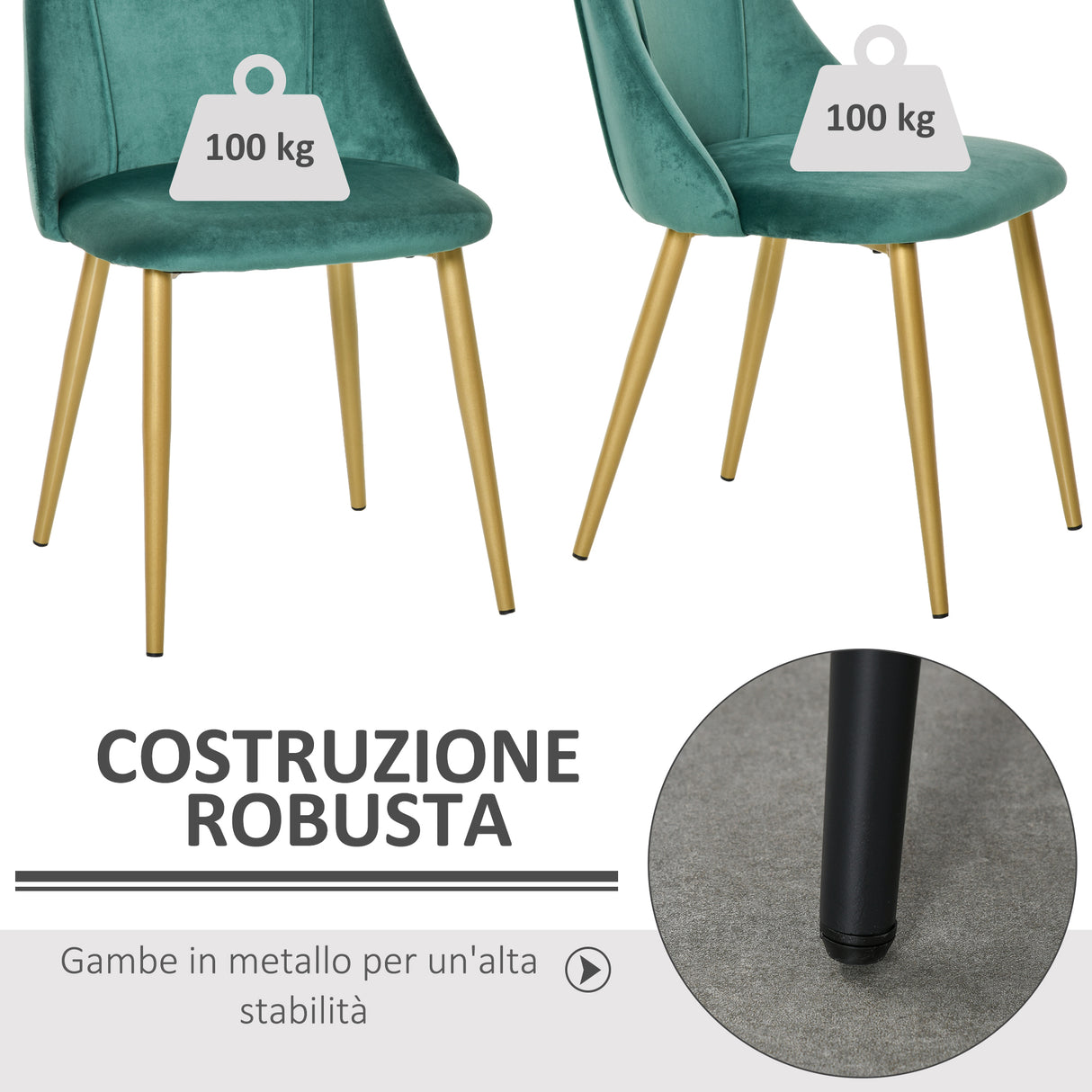 easycomfort easycomfort set 2 sedie moderne e imbottite da salotto soggiorno cucina sala da pranzo verde e oro