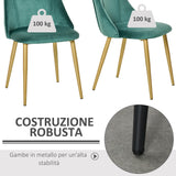 easycomfort easycomfort set 2 sedie moderne e imbottite da salotto soggiorno cucina sala da pranzo verde e oro
