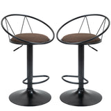 easycomfort easycomfort set 2 sgabelli da bar girevoli con poggiapiedi altezza regolabile e seduta imbottita marrone