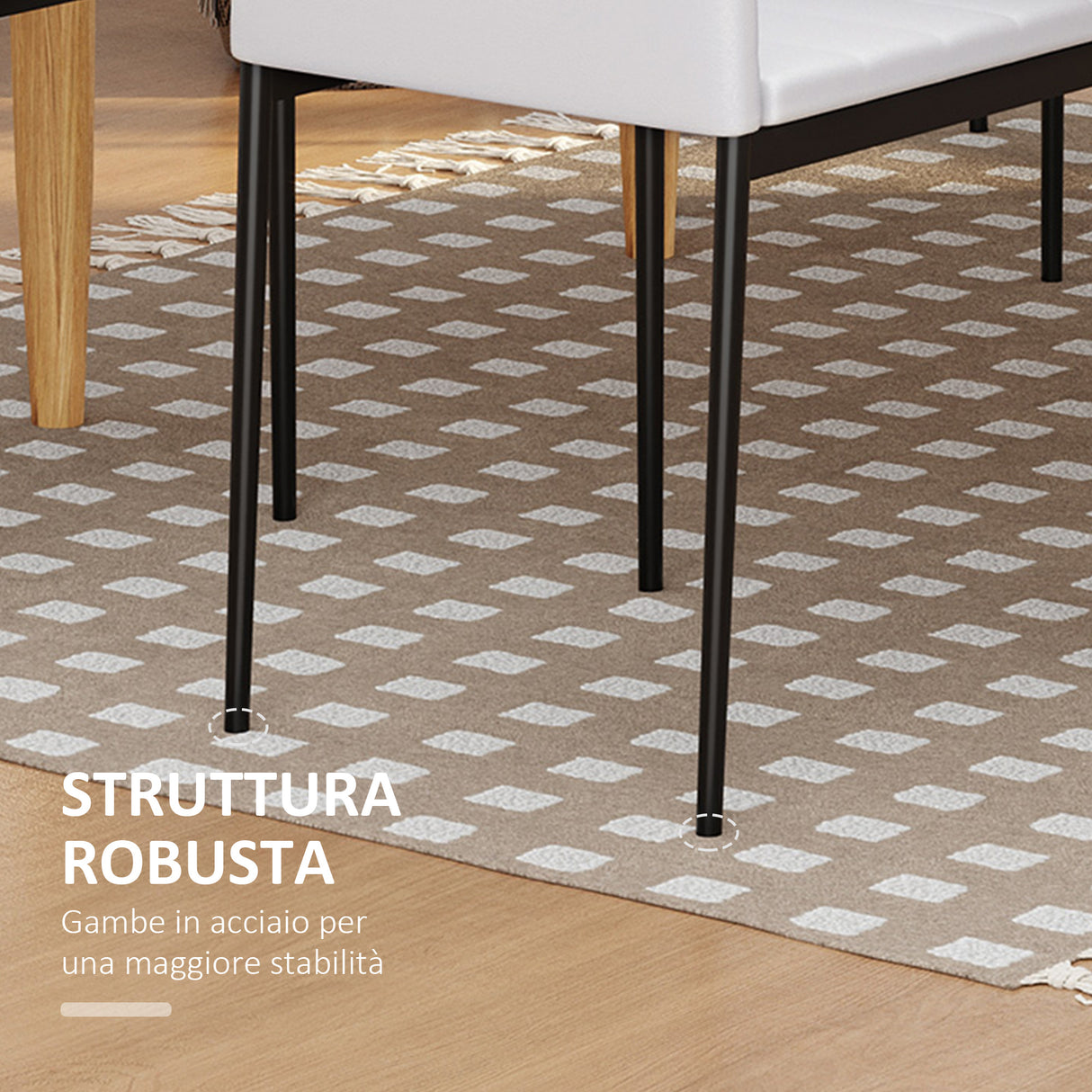 easycomfort easycomfort set 4 sedie imbottite stile moderno in metallo e tessuto bianco