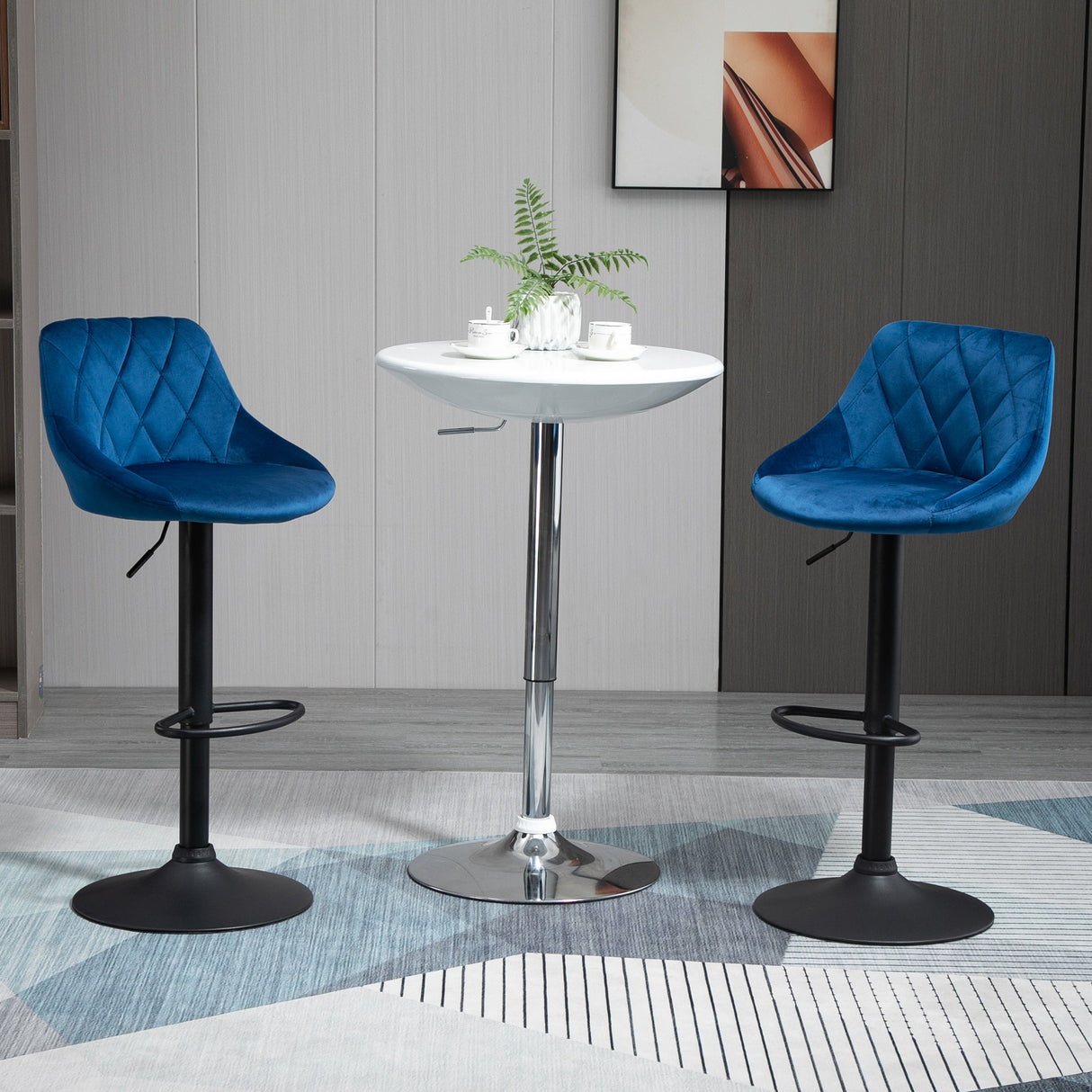 easycomfort easycomfort set 2 sgabelli da bar di design girevoli con altezza regolabile blu