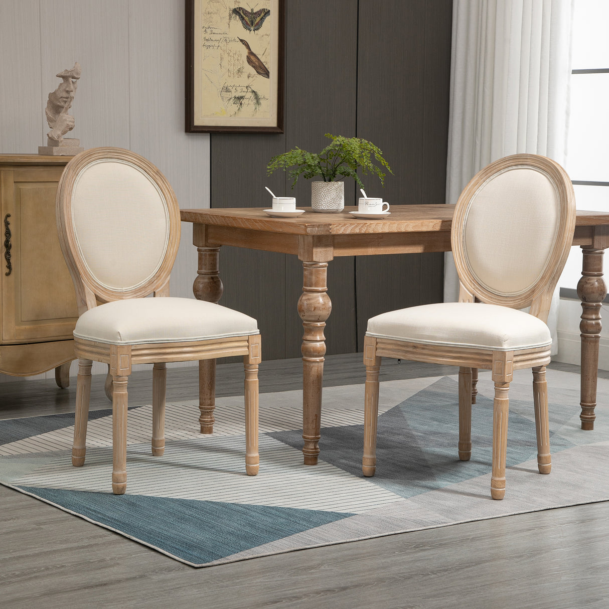 easycomfort easycomfort set 2 sedie imbottite per soggiorno stile vintage retro in legno e tessuto 49x56x96cm bianco