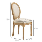 easycomfort easycomfort set 2 sedie imbottite per soggiorno stile vintage retro in legno e tessuto 49x56x96cm bianco