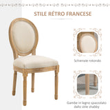 easycomfort easycomfort set 2 sedie imbottite per soggiorno stile vintage retro in legno e tessuto 49x56x96cm bianco