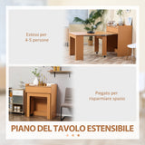 easycomfort easycomfort tavolo pieghevole da pranzo max 5 persone in truciolato e acciaio 84x180x100 cm color legno