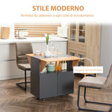 easycomfort easycomfort tavolo pieghevole salvaspazio per 4 persone max con 4 ruote ripiano nascosto e armadietto con ante 70x83x75 cm