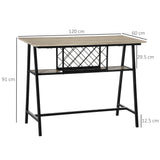 easycomfort easycomfort tavolo da bar industriale da 10 bottiglie in truciolato e acciaio 120x60x91 cm nero e color legno
