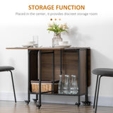 easycomfort easycomfort tavolo pieghevole con 6 ruote e mensola stile industriale in legno e metallo marrone chiaro