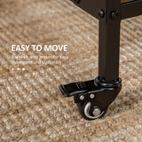 easycomfort easycomfort tavolo pieghevole con 6 ruote e mensola stile industriale in legno e metallo marrone chiaro