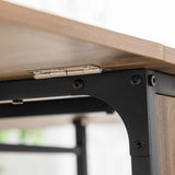 easycomfort easycomfort tavolo pieghevole con 6 ruote e mensola stile industriale in legno e metallo marrone chiaro