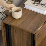 easycomfort easycomfort tavolo pieghevole con 6 ruote e mensola stile industriale in legno e metallo marrone chiaro