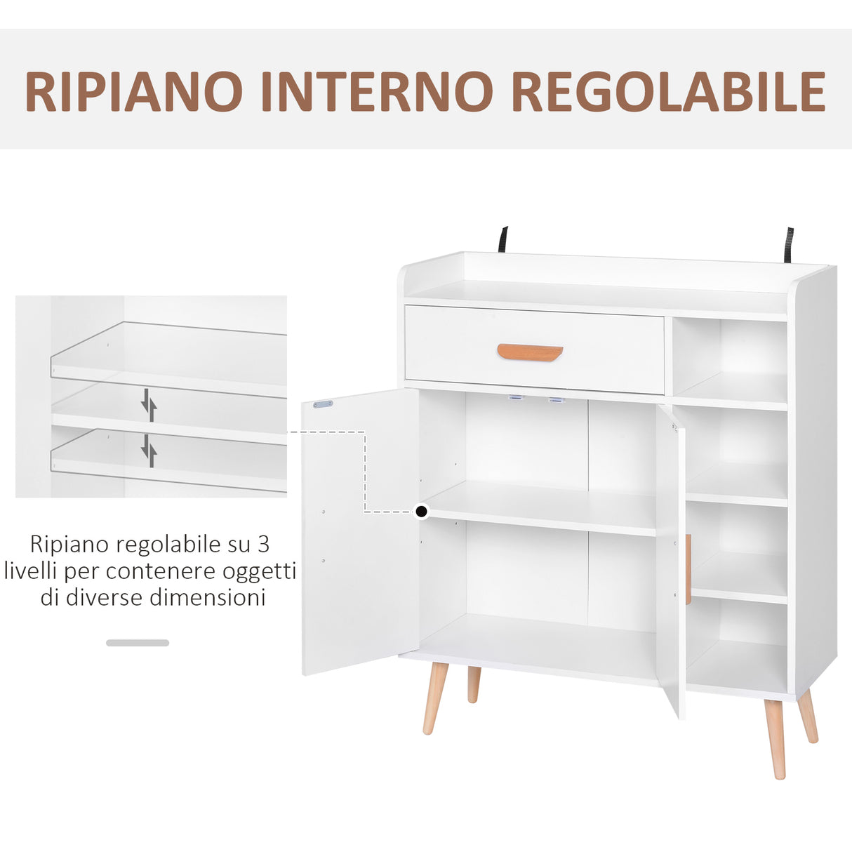 easycomfort easycomfort mobiletto con piedini in legno di pino bianco 80 x 29.5 x 96cm ean 8054111848046