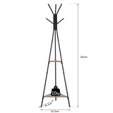 easycomfort easycomfort appendiabiti ad albero con 2 ripiani nero e marrone in metallo e legno ean 8054111843195