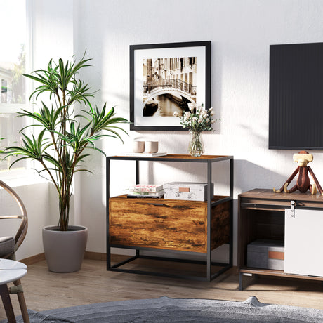 easycomfort easycomfort credenza stile industriale vintage in legno e metallo con 1 cassetto ean 8054144134451