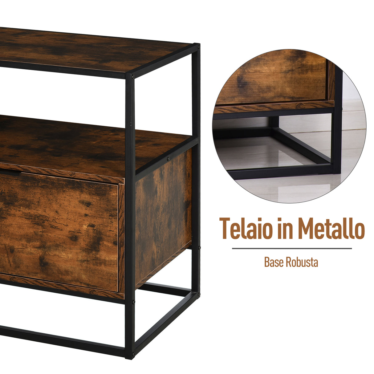easycomfort easycomfort credenza stile industriale vintage in legno e metallo con 1 cassetto ean 8054144134451