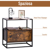 easycomfort easycomfort credenza stile industriale vintage in legno e metallo con 1 cassetto ean 8054144134451