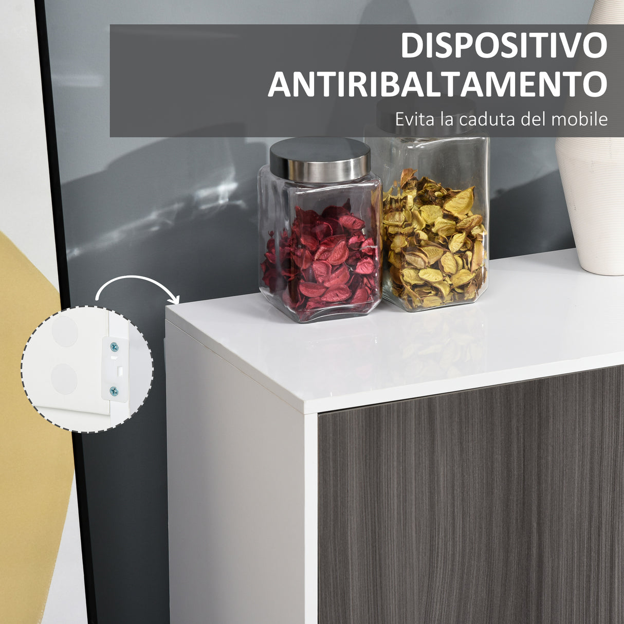 easycomfort easycomfort mobiletto armadietto multiuso per soggiorno cucina ufficio 2 cassetti e 2 armadietti con apertura a pressione grigio