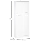 easycomfort easycomfort mobile dispensa multiuso con 2 armadietti e mensole regolabili legno truciolare 59x31x155cm bianco