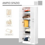 easycomfort easycomfort mobile dispensa multiuso con 2 armadietti e mensole regolabili legno truciolare 59x31x155cm bianco