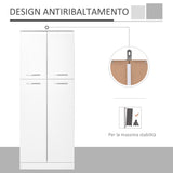 easycomfort easycomfort mobile dispensa multiuso con 2 armadietti e mensole regolabili legno truciolare 59x31x155cm bianco