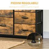 easycomfort easycomfort mobile cassettiera con 5 cassetti in tessuto pieghevoli stile industriale 83 5x29x87cm marrone