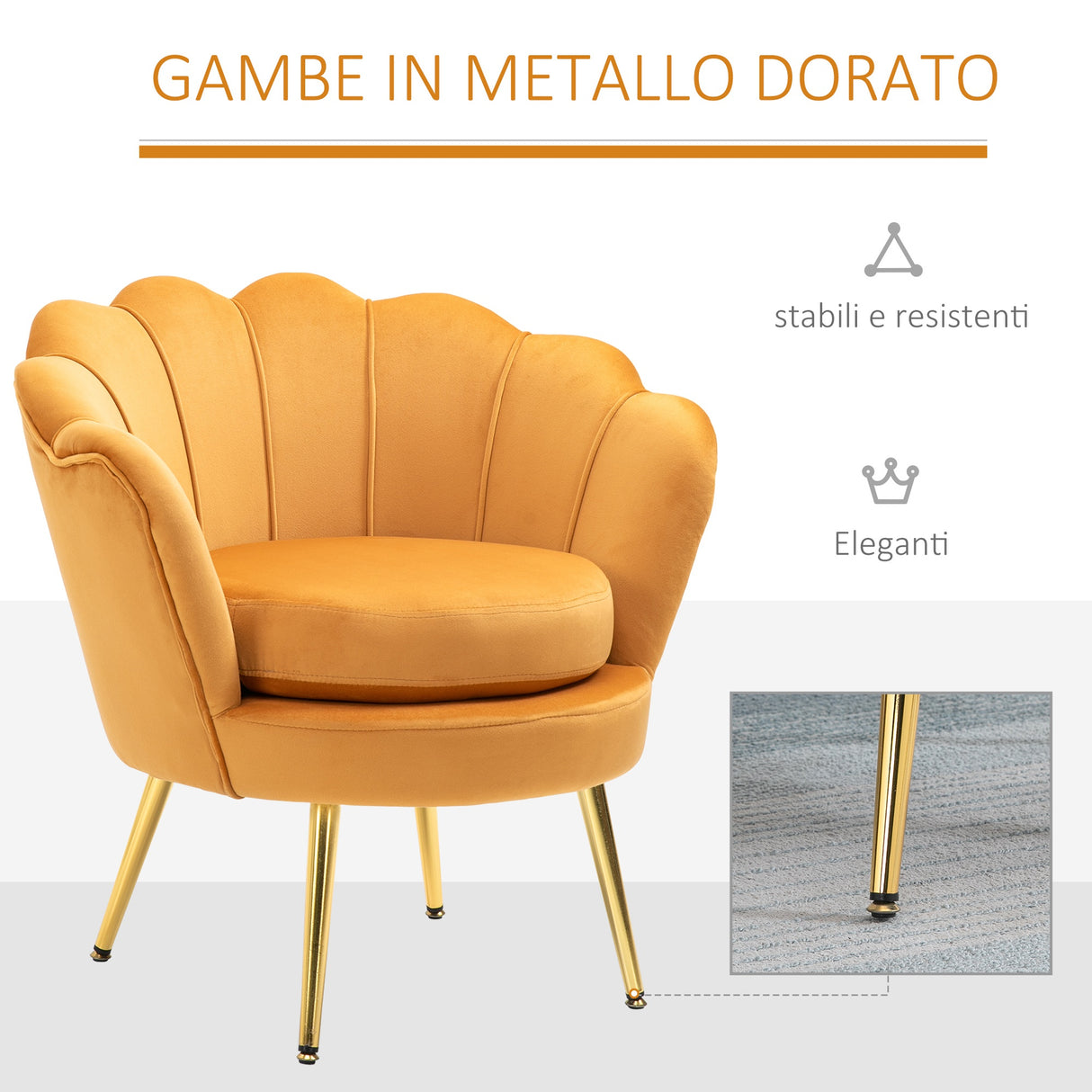 easycomfort easycomfort poltrona vintage di design in velluto giallo poltroncina da camera ean 8055776910246