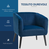 easycomfort easycomfort poltroncina moderna stile nordico copertura velluto e gambe in legno blu ean 8055776914145