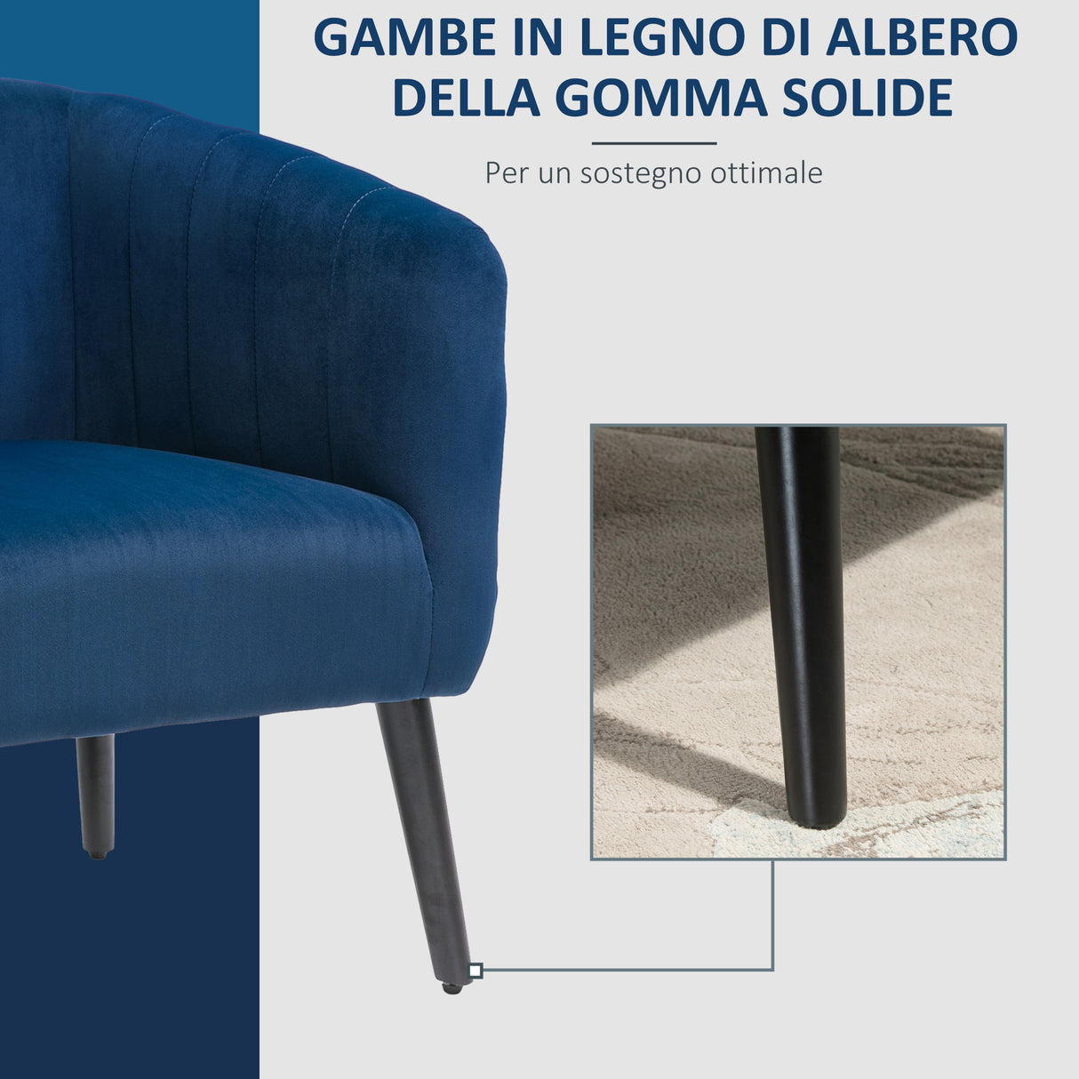 easycomfort easycomfort poltroncina moderna stile nordico copertura velluto e gambe in legno blu ean 8055776914145