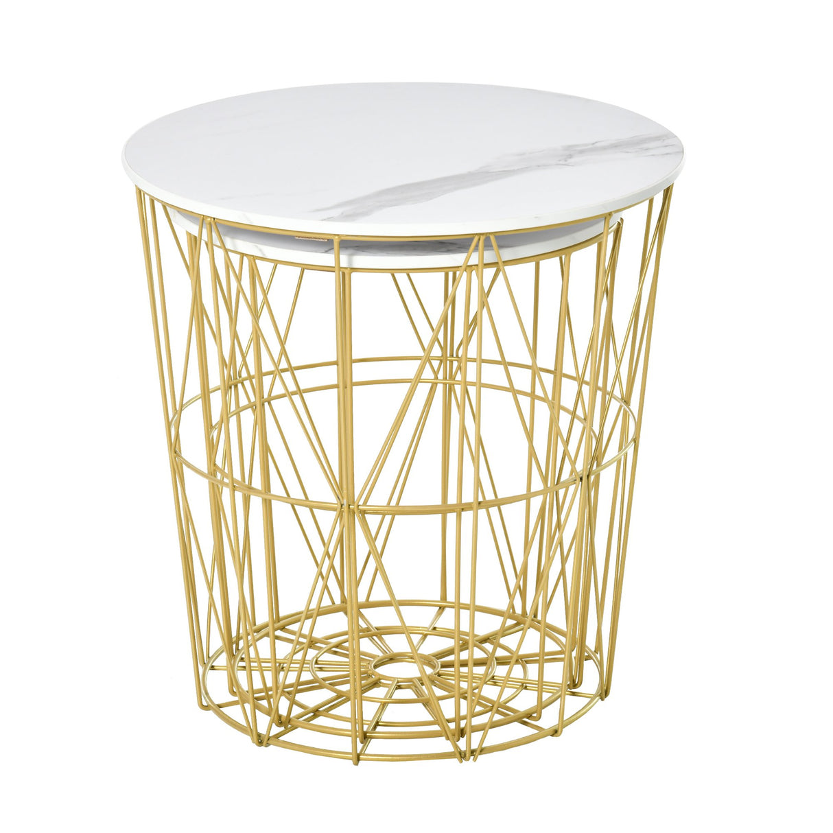 easycomfort easycomfort set 2 tavolini da salotto con ripiano rimovibile bianco