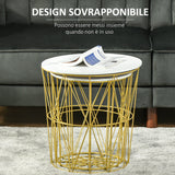 easycomfort easycomfort set 2 tavolini da salotto con ripiano rimovibile bianco