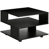 easycomfort easycomfort tavolino da caffe asimmetrico in legno con ripiani e piedini regolabili 60x60x45cm nero