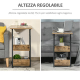 easycomfort easycomfort tavolino da salotto stile industriale altezza regolabile e 4 ruote con freno 80x40x60 75cm