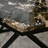 easycomfort easycomfort tavolino da salotto moderno con piano effetto marmo e struttura in mdf e acciaio 81x70x51 2 cm nero