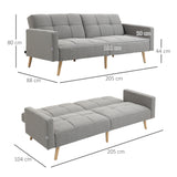 easycomfort easycomfort divano letto matrimoniale con tessuto traspirante effetto lino e schienale regolabile 205x88x80 cm grigio