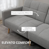 easycomfort easycomfort divano letto matrimoniale con tessuto traspirante effetto lino e schienale regolabile 205x88x80 cm grigio