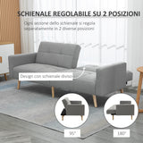 easycomfort easycomfort divano letto matrimoniale con tessuto traspirante effetto lino e schienale regolabile 205x88x80 cm grigio
