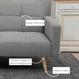 easycomfort easycomfort divano letto matrimoniale con tessuto traspirante effetto lino e schienale regolabile 205x88x80 cm grigio