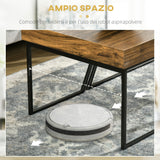 easycomfort easycomfort set 2 tavolini da caffe in truciolato e acciaio tavolo nero 80x60x42 cm e tavolo marrone 60x60x46 cm