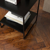 easycomfort easycomfort tavolino da caffe in stile industriale in acciaio a 2 ripiani 40x40x45cm nero