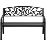 easycomfort easycomfort panchina da giardino in metallo con schienale decorato 127x60x87cm nero