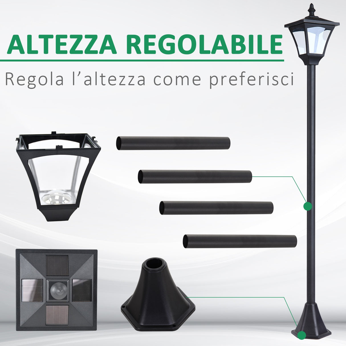 easycomfort easycomfort lampione da giardino led a pannelli solari nero 120cm ean 8054111841153