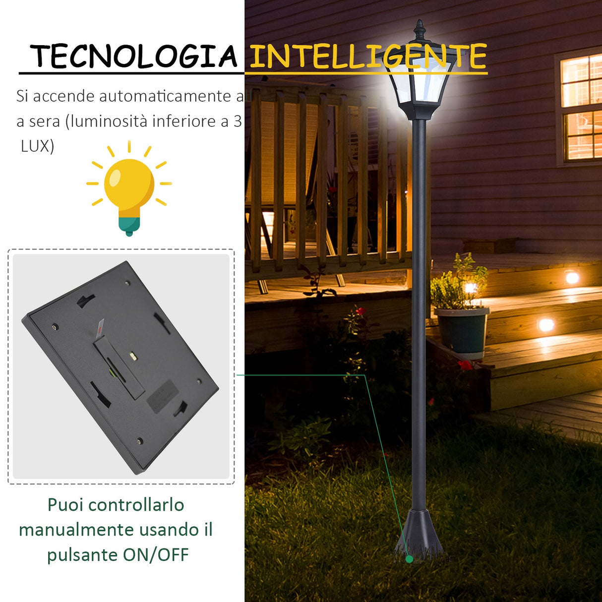 easycomfort easycomfort lampione da giardino led a pannelli solari nero 120cm ean 8054111841153