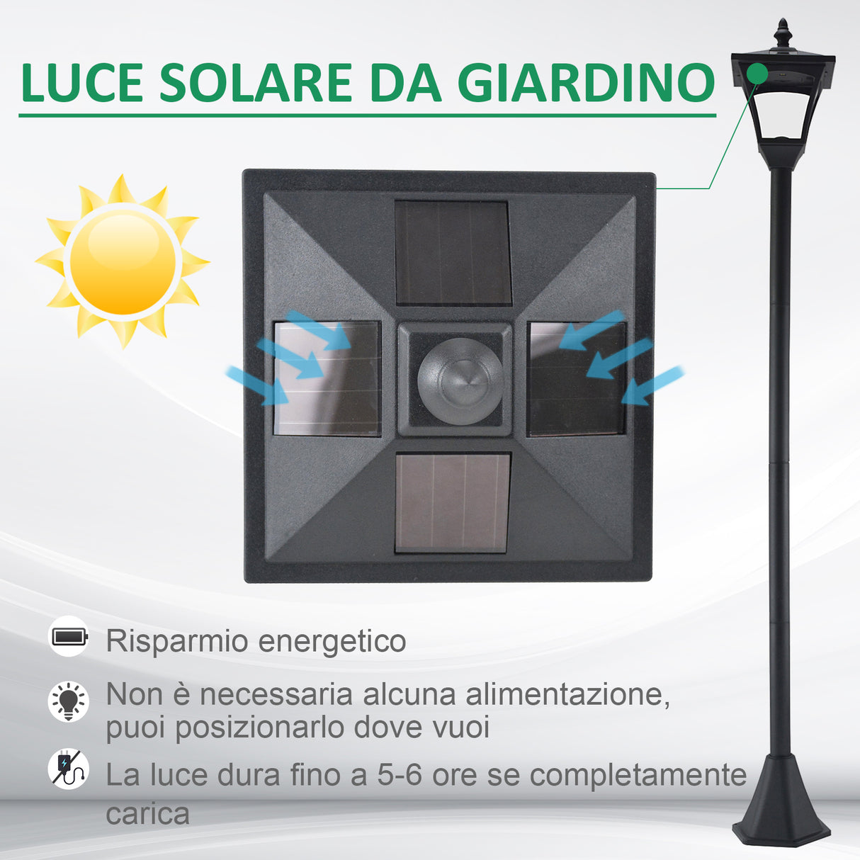 easycomfort easycomfort lampione da giardino led a pannelli solari nero 120cm ean 8054111841153