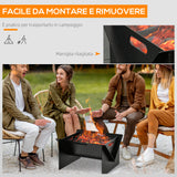 easycomfort easycomfort braciere da giardino in acciaio quadrato con maniglie 50x45x30cm nero