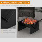 easycomfort easycomfort braciere da giardino in acciaio quadrato con maniglie 50x45x30cm nero