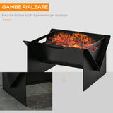 easycomfort easycomfort braciere da giardino in acciaio quadrato con maniglie 50x45x30cm nero