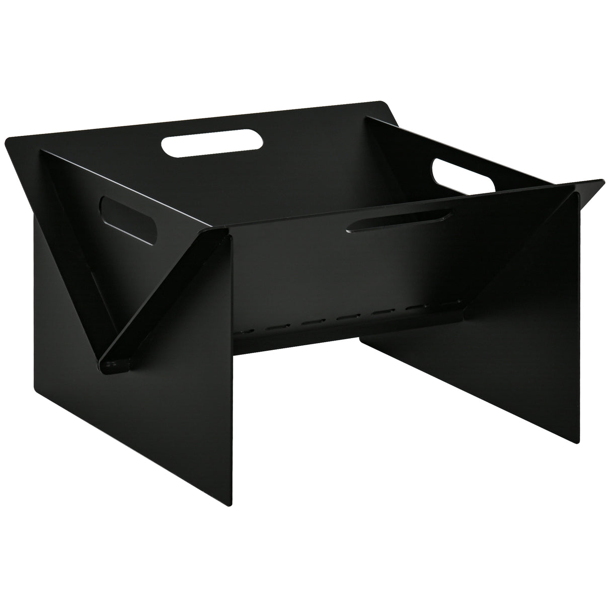 easycomfort easycomfort braciere da giardino in acciaio quadrato con maniglie 50x45x30cm nero