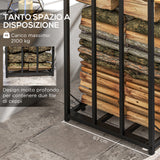 easycomfort easycomfort legnaia da esterno in metallo con tetto in policarbonato capacita 2100kg 185x67x185 nero